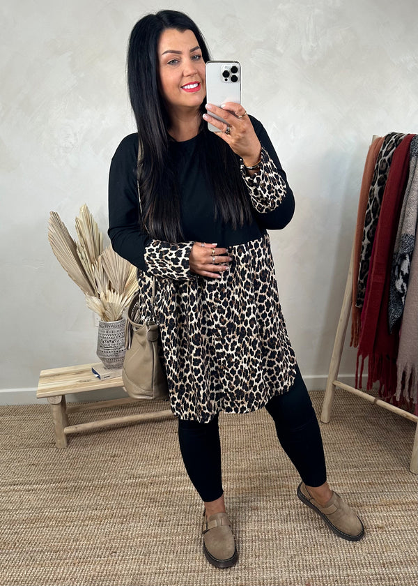 Button layering shirt - black leopard-The Style Attic