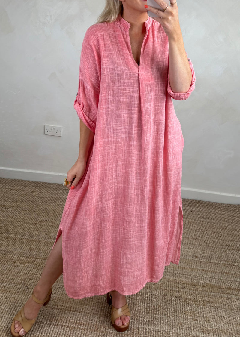 Camille cotton tunic - coral-The Style Attic