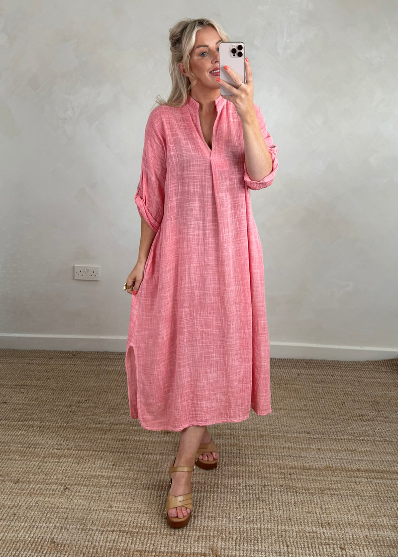 Camille cotton tunic - coral-The Style Attic