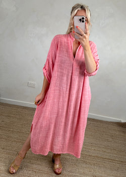 Camille cotton tunic - coral-The Style Attic