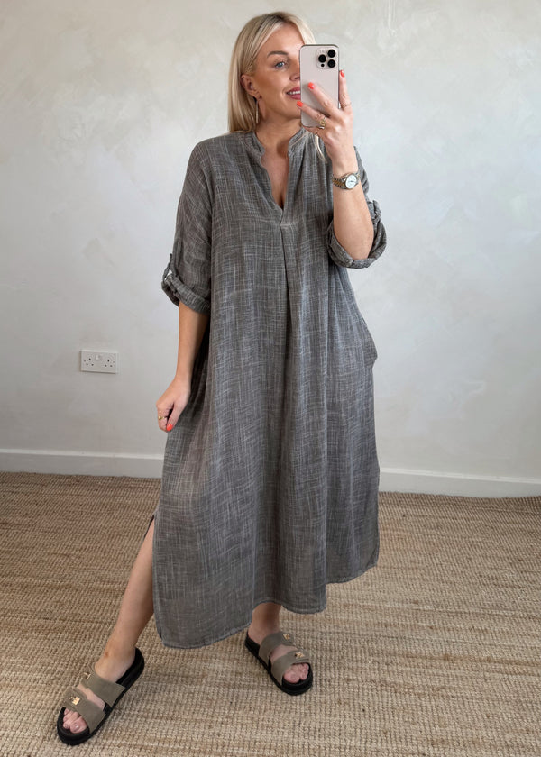 Camille cotton tunic - dark mocha-The Style Attic
