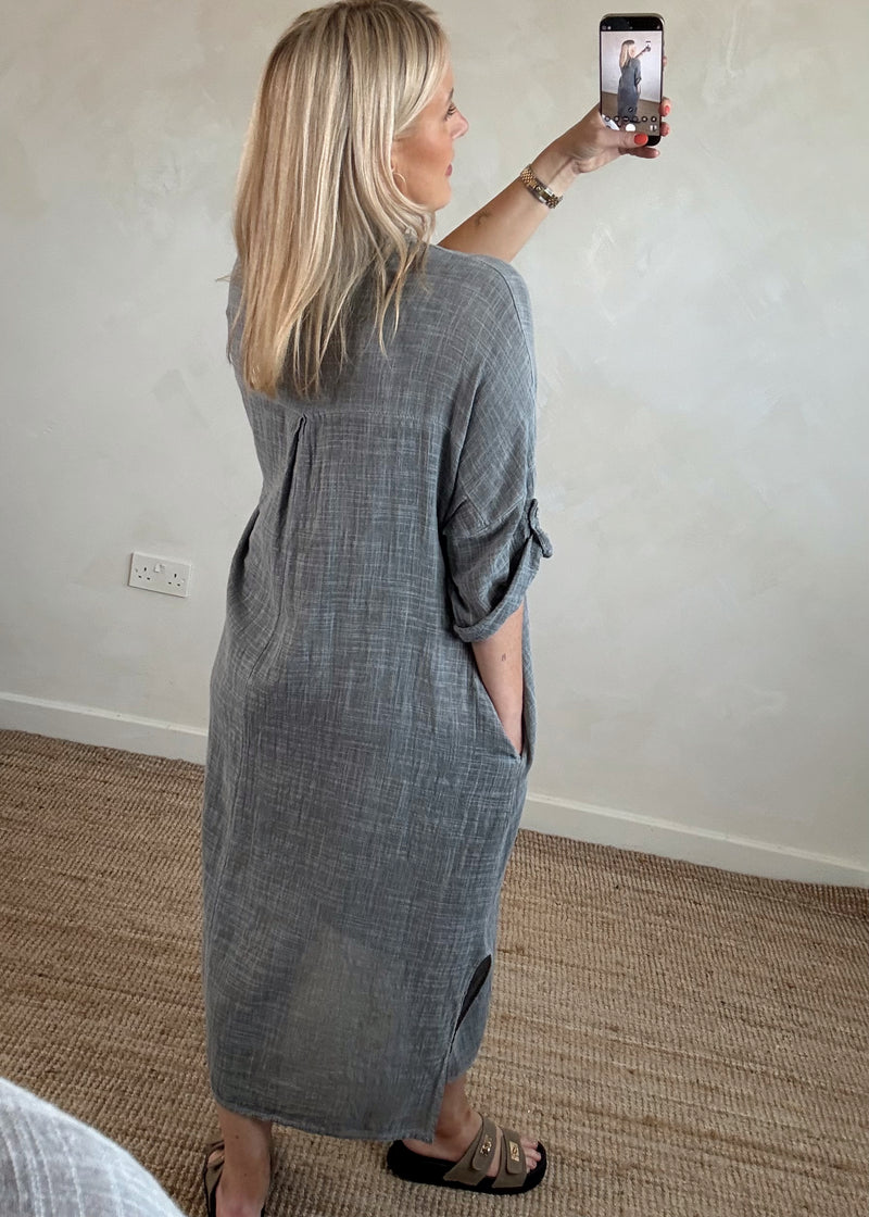 Camille cotton tunic - slate-The Style Attic