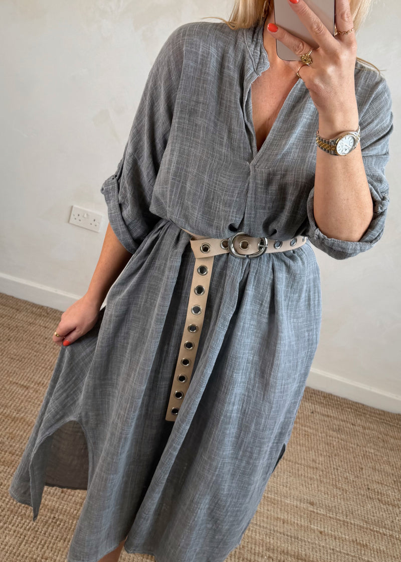Camille cotton tunic - slate-The Style Attic