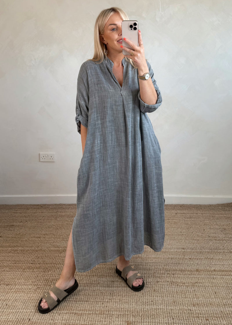 Camille cotton tunic - slate-The Style Attic