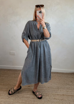 Camille cotton tunic - slate-The Style Attic