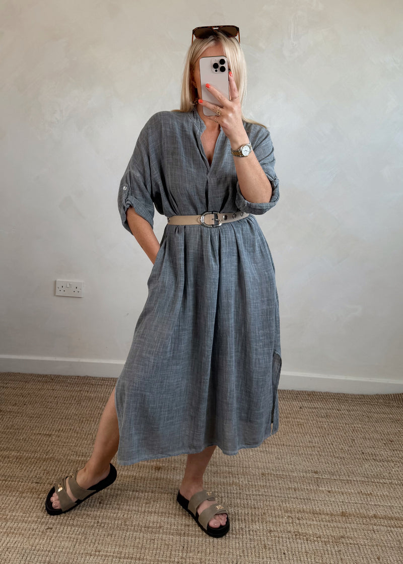 Camille cotton tunic - slate-The Style Attic