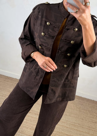 Camo military jacket - Chocolate-The Style Attic