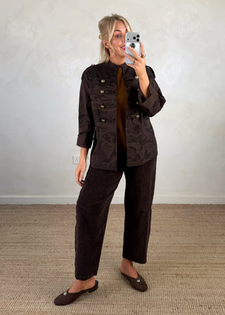 Camo military jacket - Chocolate-The Style Attic
