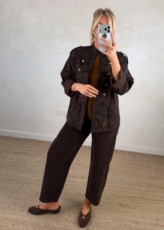 Camo military jacket - Chocolate-The Style Attic