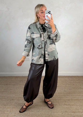 Camo twill denim jacket-The Style Attic