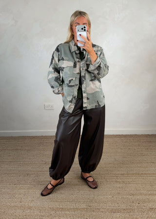 Camo twill denim jacket-The Style Attic
