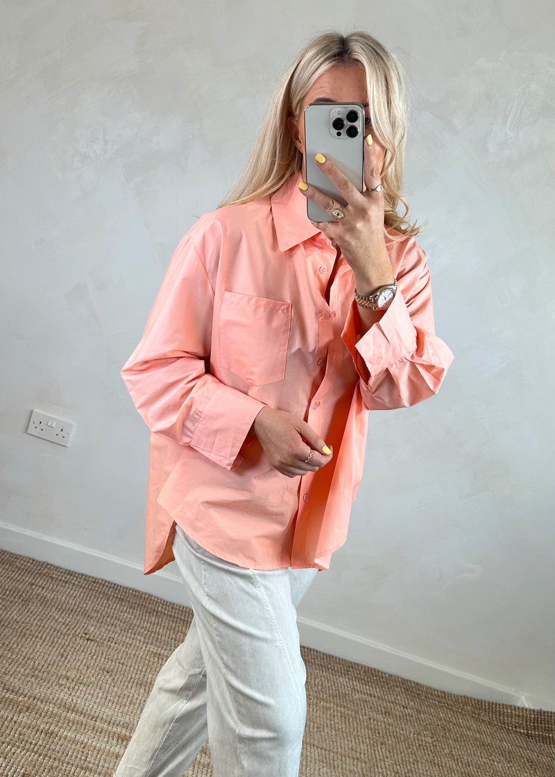 Candy button shirt - soft peach-The Style Attic