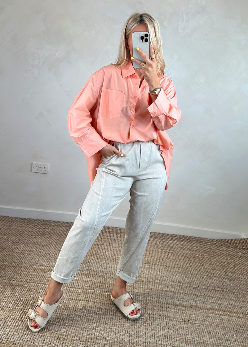 Candy button shirt - soft peach-The Style Attic