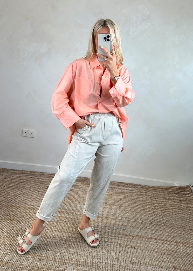 Candy button shirt - soft peach-The Style Attic