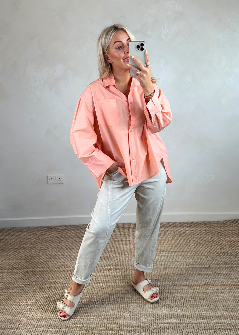 Candy button shirt - soft peach-The Style Attic