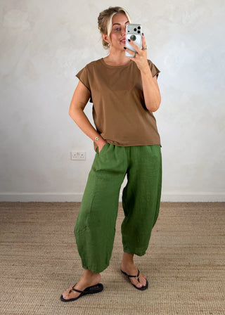 Cap sleeve Tee - Coffee-The Style Attic