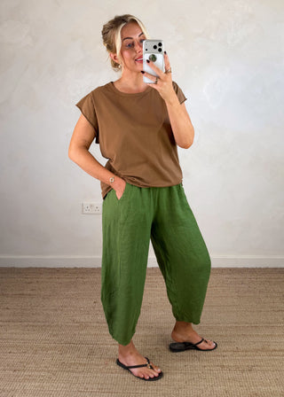 Cap sleeve Tee - Coffee-The Style Attic