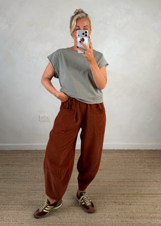 Cap sleeve Tee - Greige-The Style Attic
