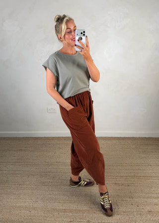 Cap sleeve Tee - Greige-The Style Attic