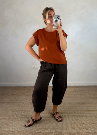 Cap sleeve Tee - Rust-The Style Attic