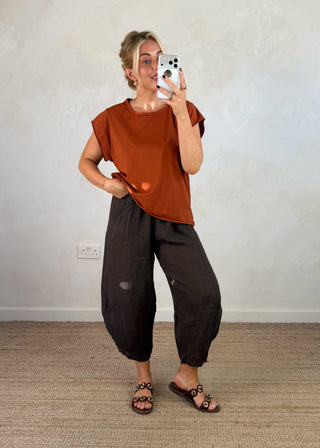 Cap sleeve Tee - Rust-The Style Attic