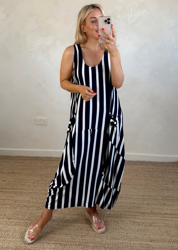 Captain striped maxi - navy-The Style Attic