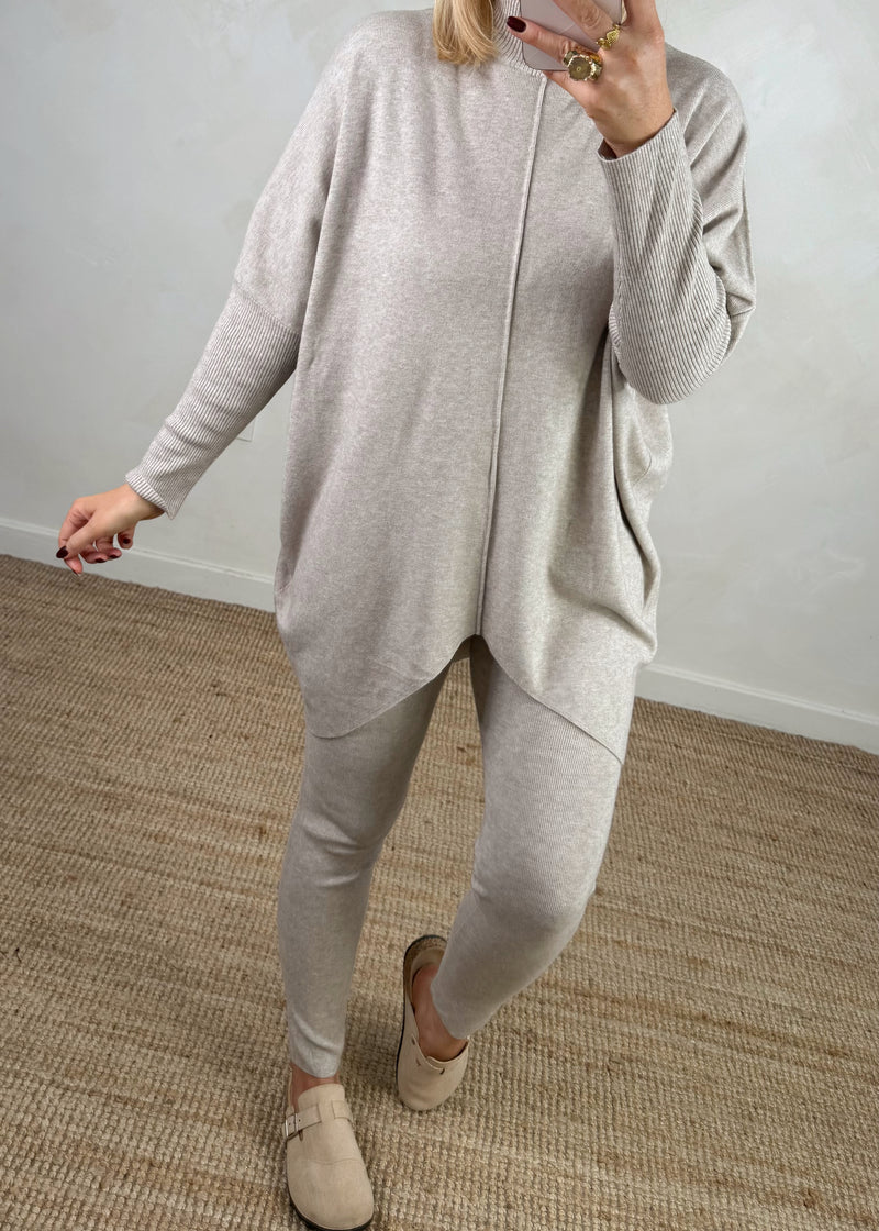 Carlton knitted co-ord - oatmeal-The Style Attic
