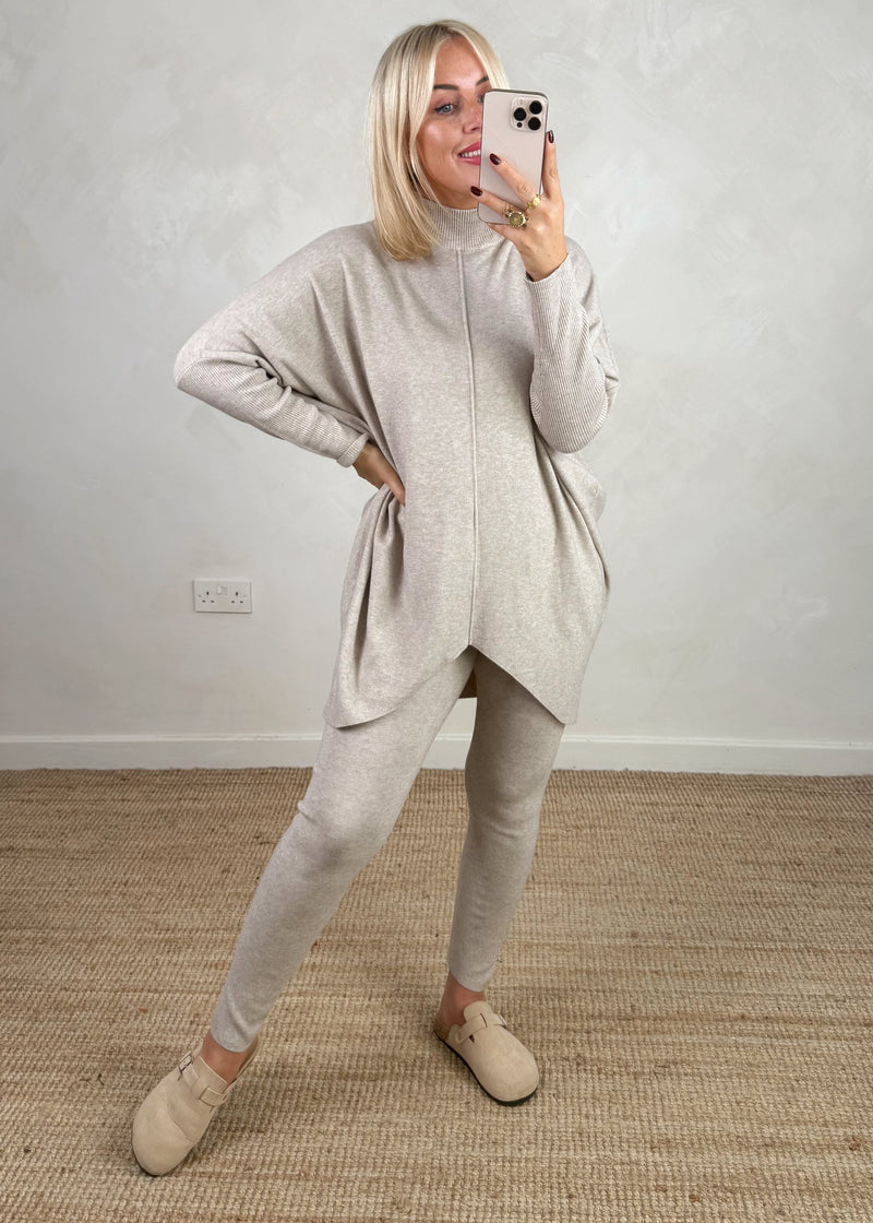Carlton knitted co-ord - oatmeal-The Style Attic