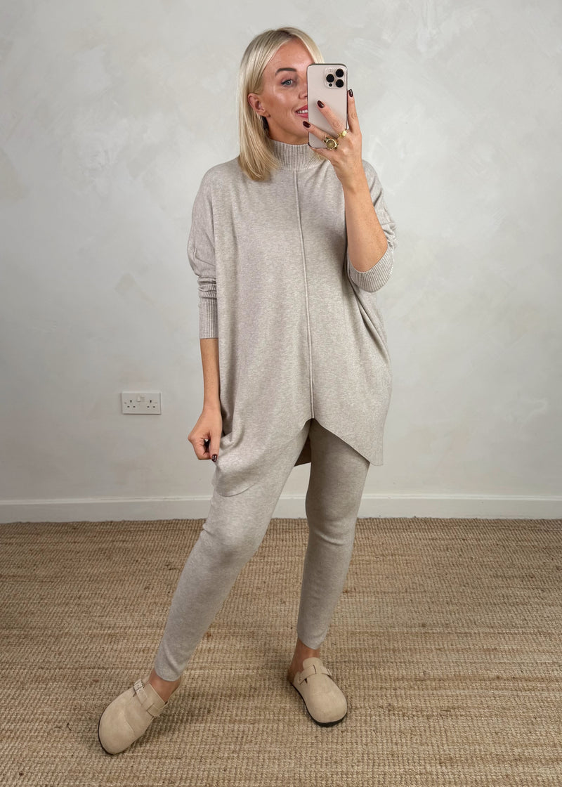 Carlton knitted co-ord - oatmeal-The Style Attic