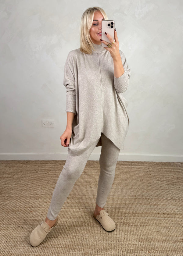 Carlton knitted co-ord - oatmeal-The Style Attic