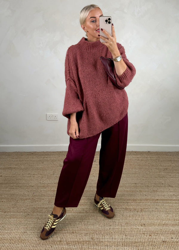 Carrot fit jogger - Merlot-The Style Attic