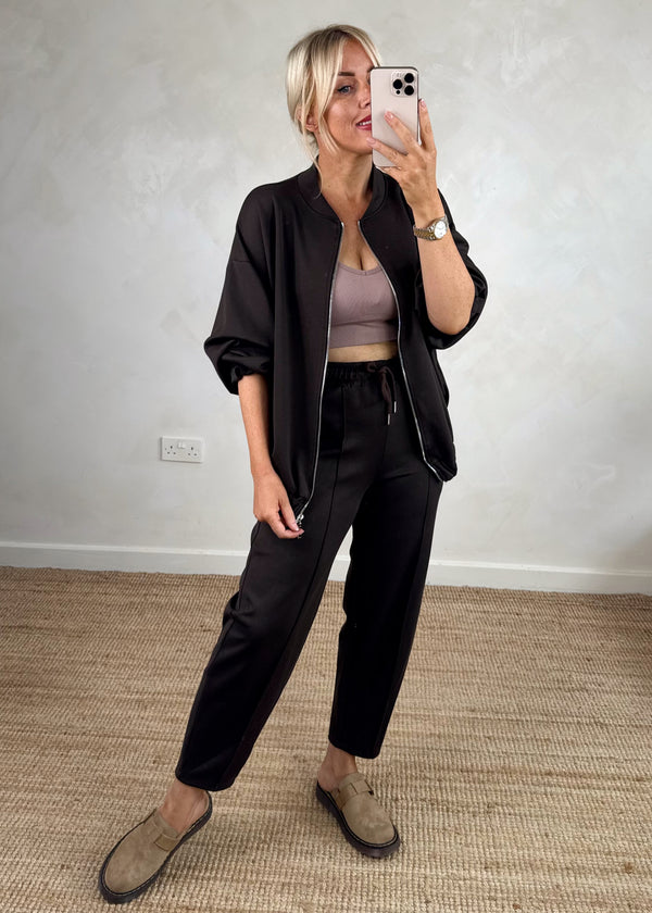 Carrot leg bomber co-ord set - chocolate-The Style Attic