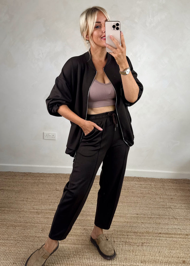 Carrot leg bomber co-ord set - chocolate-The Style Attic