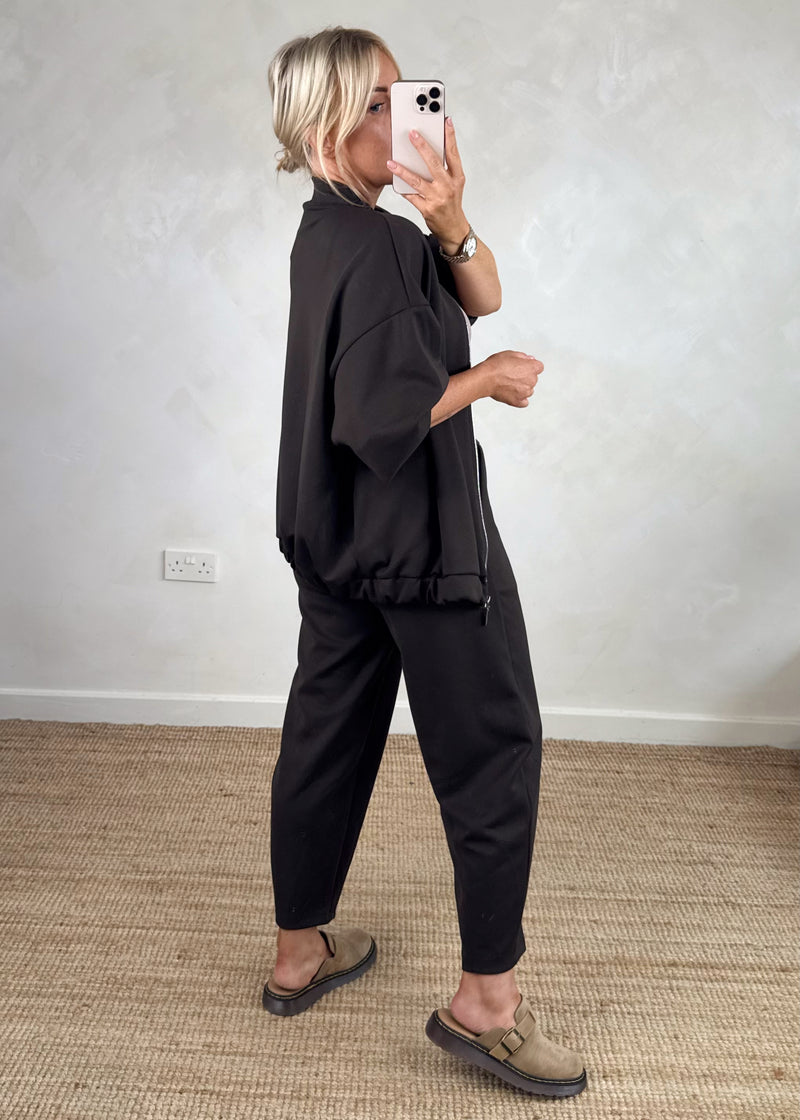 Carrot leg bomber co-ord set - chocolate-The Style Attic