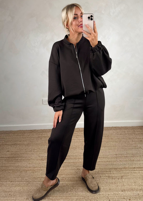 Carrot leg bomber co-ord set - chocolate-The Style Attic