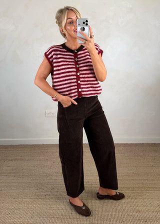 Casey striped knit - Merlot/pink-The Style Attic