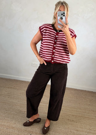 Casey striped knit - Merlot/pink-The Style Attic