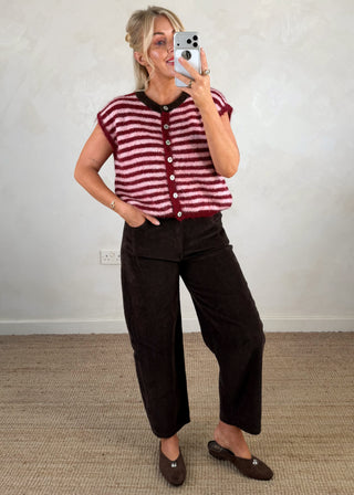 Casey striped knit - Merlot/pink-The Style Attic