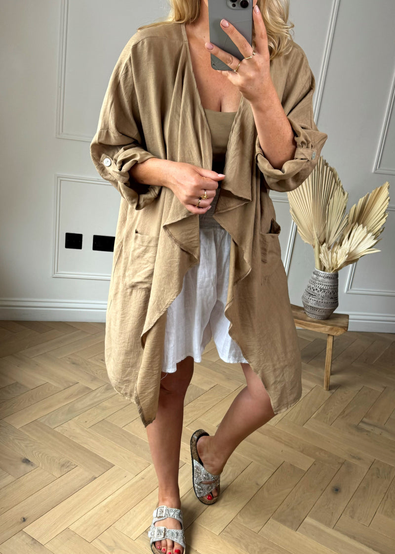 Cassidy waterfall jacket - camel-The Style Attic