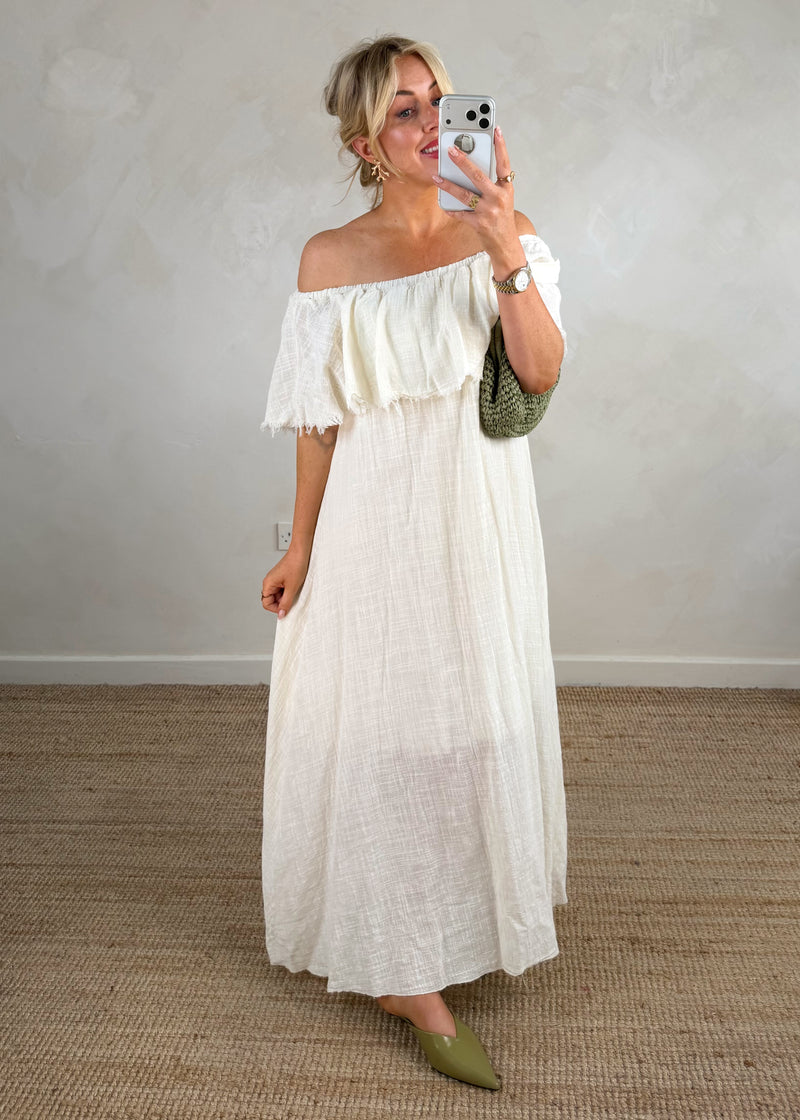 cream maxi dress uk Elsa
