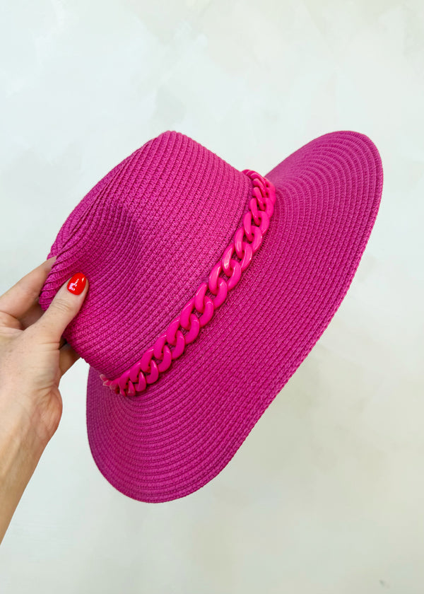Chain fedora hat - hot pink-The Style Attic