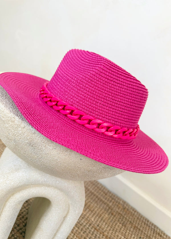 Chain fedora hat - hot pink-The Style Attic