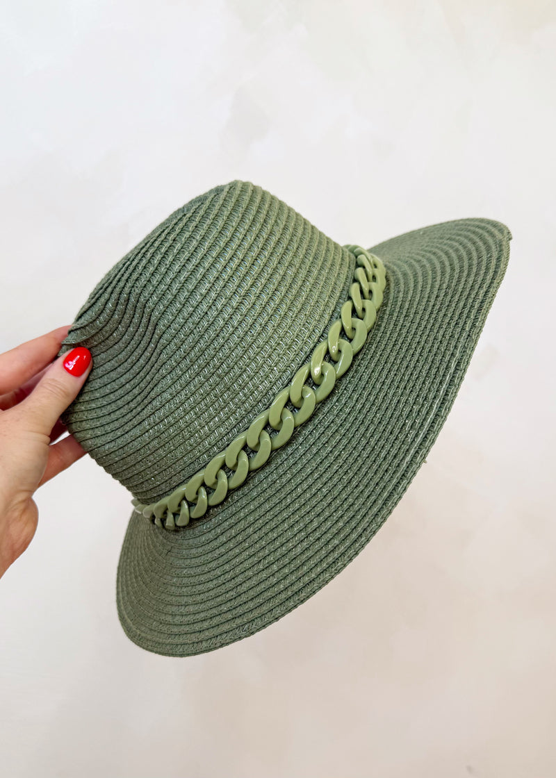 Chain fedora hat - khaki-The Style Attic