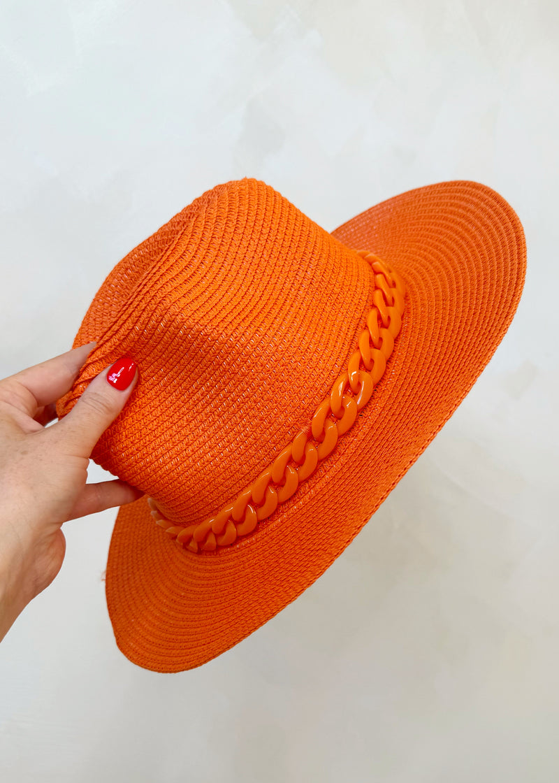 Chain fedora hat - orange-The Style Attic