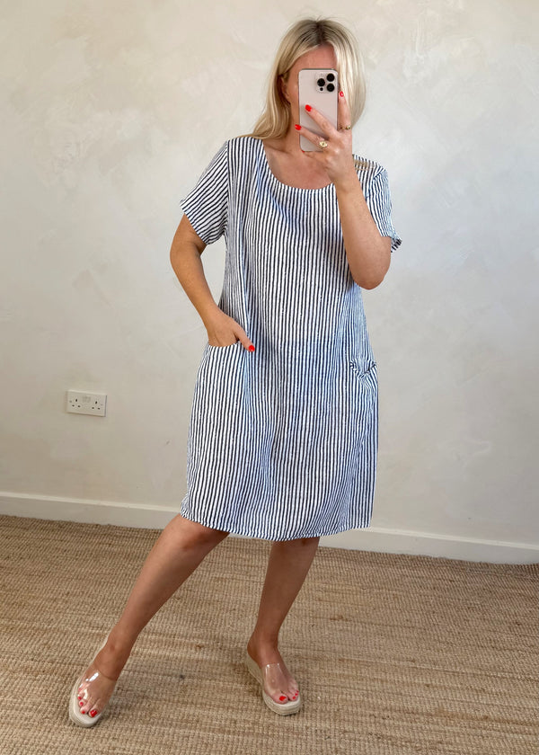 Chalk stripe shift dress-The Style Attic