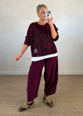 Charlie animal print sweater - Merlot-The Style Attic