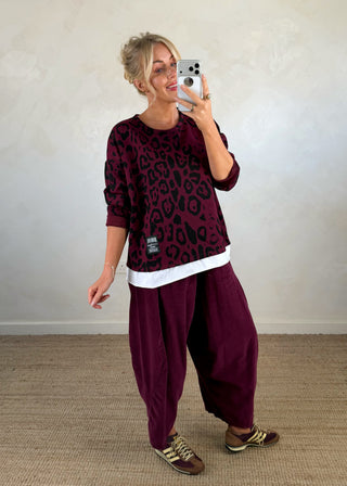 Charlie animal print sweater - Merlot-The Style Attic
