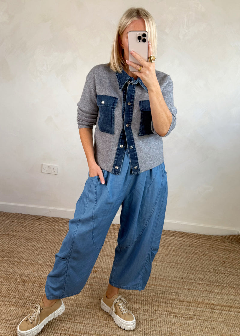 Charlotte denim cardigan - grey-The Style Attic