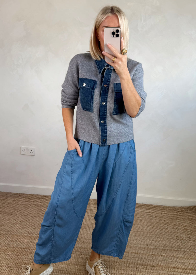Charlotte denim cardigan - grey-The Style Attic