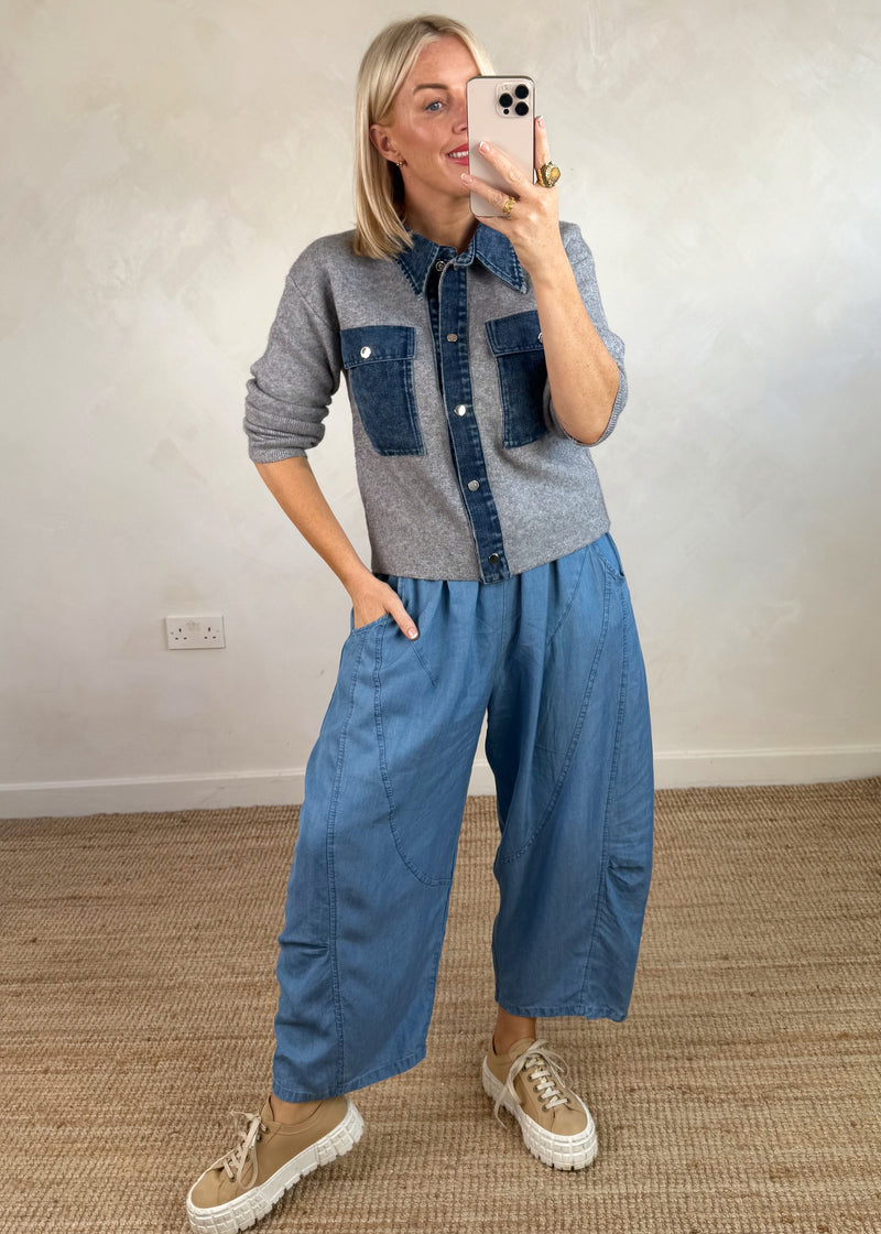 Charlotte denim cardigan - grey-The Style Attic